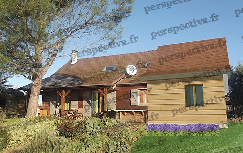 perpective permis de construire extension maison individuelle bois