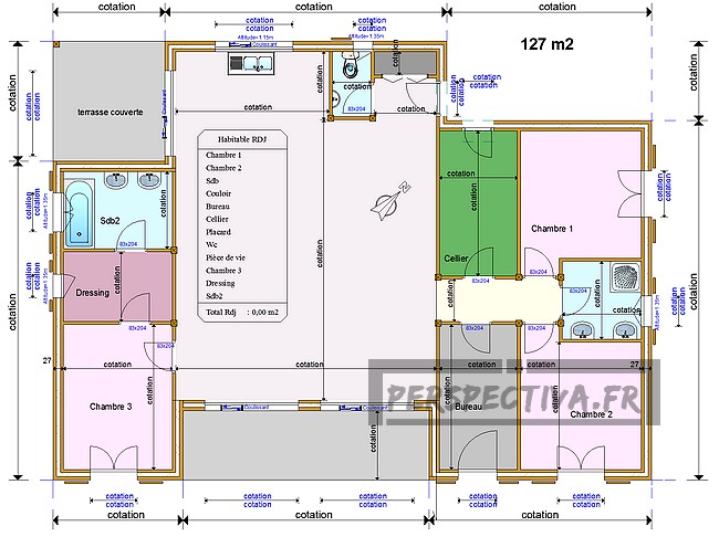 plan gratuit maison individuelle bois 3 chambres terrasse