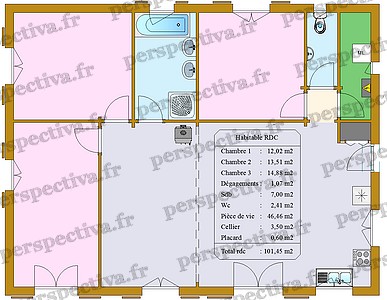 plan maison individuelle contemporaine 3 chambres 100 m2