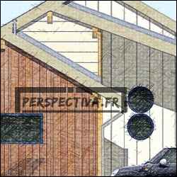 Plan de maison bois de plain pied avec 4 chambres dont une suite parentale, grande terrasse et abri 2 voitures