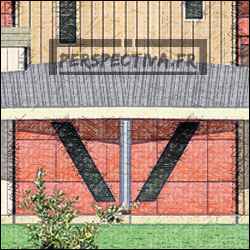 Maison faite d'empilage de cubes; l'escalier est derrière la grande vitre ? Non c'est la cuisine pour changer