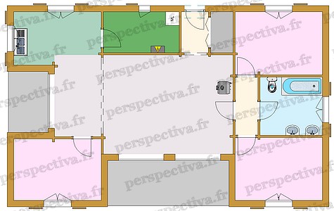plan maison individuelle bois 95 m2 contemporaine