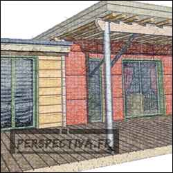 Maison bois contemporaine avec un toit plat, facilement adaptable avec un toit à 2 pentes, toujours des couleurs