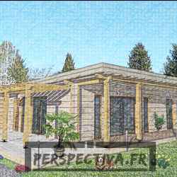 modele gratuit maison bois moderne toit plat 70 m2