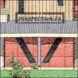 Maison faite d'empilage de cubes; l'escalier est derrière la grande vitre ? Non c'est la cuisine pour changer